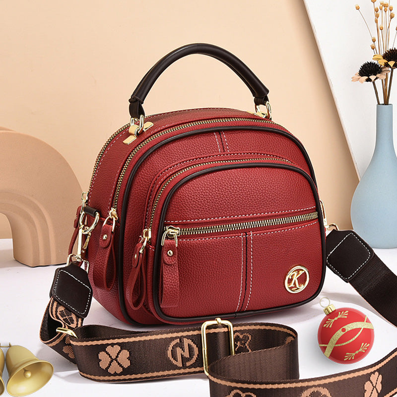 Classic multifunctional compartments adjustable width shoulder strap-PU leather crossbody bag