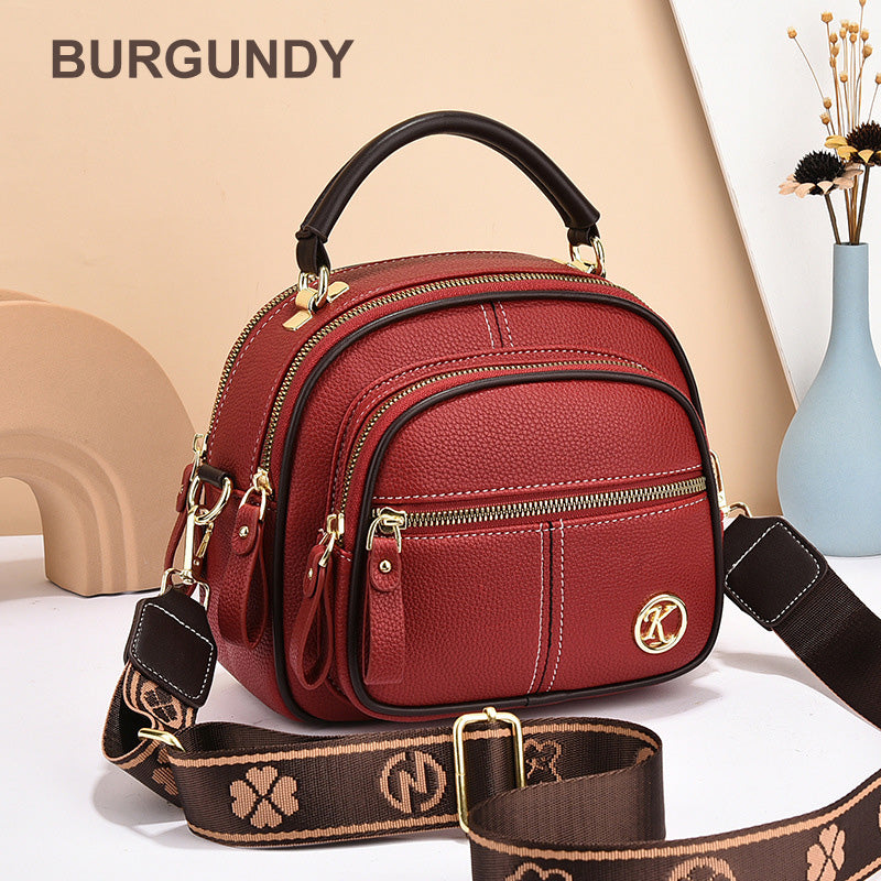 Classic multifunctional compartments adjustable width shoulder strap-PU leather crossbody bag
