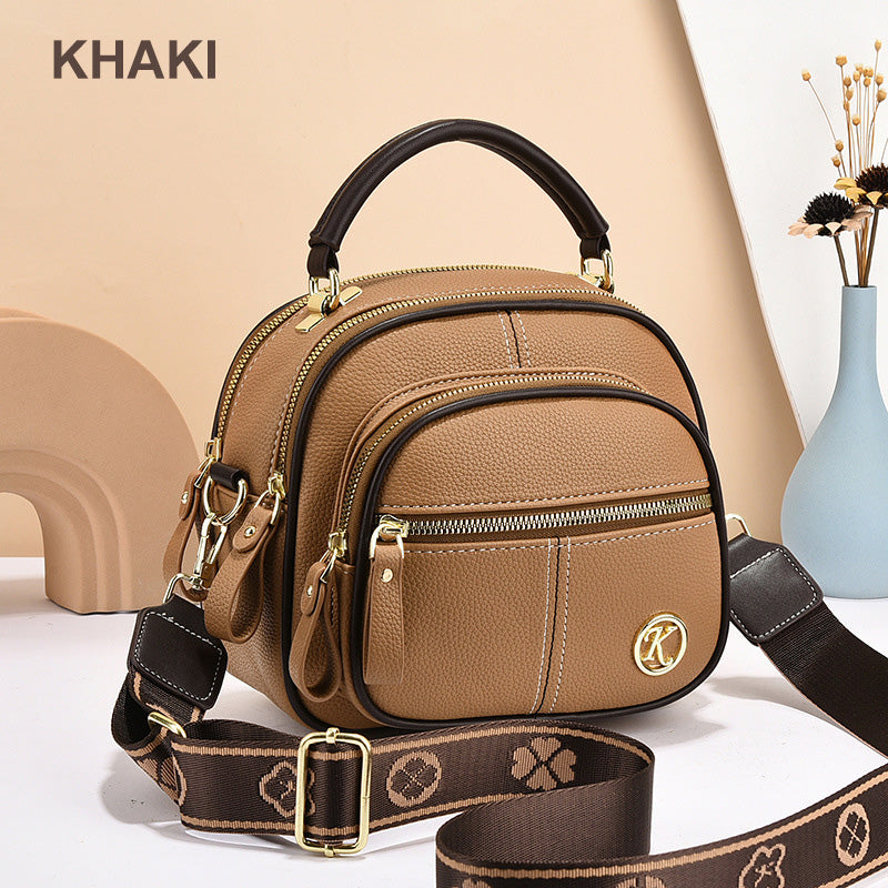 Classic multifunctional compartments adjustable width shoulder strap-PU leather crossbody bag