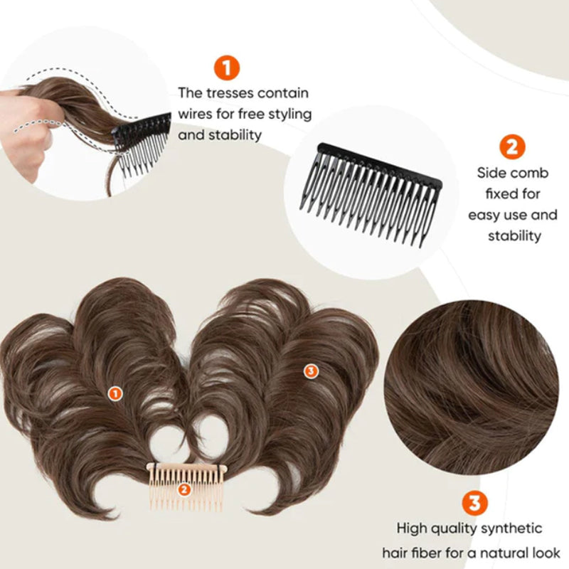 Clip de peine lateral desordenado en el accesorio para el cabello del moño