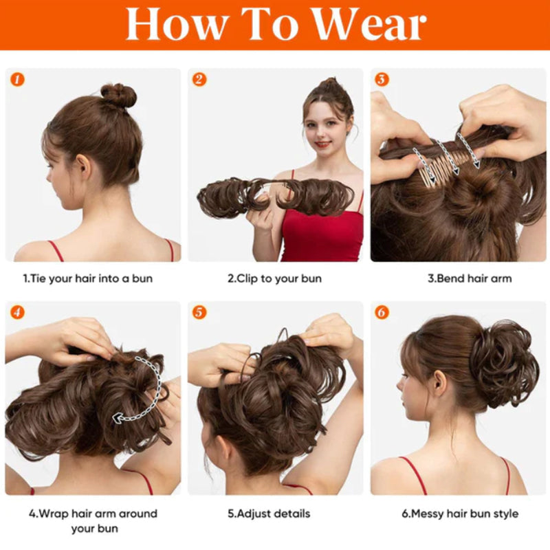 Clip de peine lateral desordenado en el accesorio para el cabello del moño