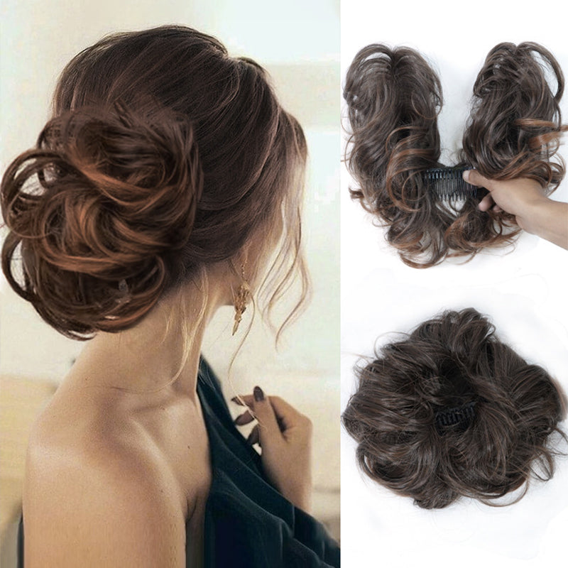 Clip de peine lateral desordenado en el accesorio para el cabello del moño