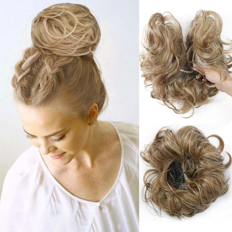 Clip de peine lateral desordenado en el accesorio para el cabello del moño