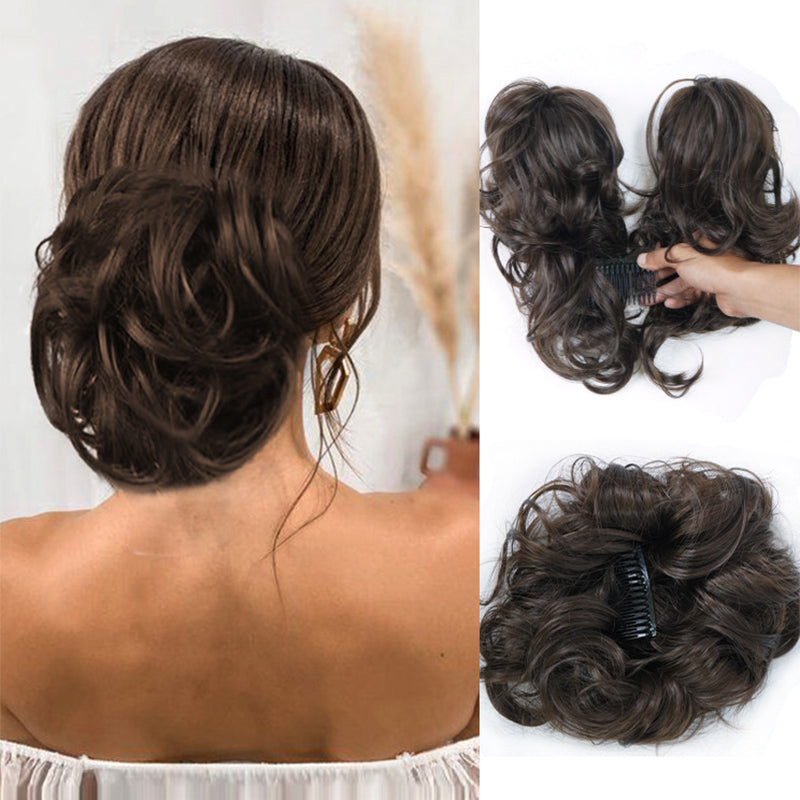 Clip de peine lateral desordenado en el accesorio para el cabello del moño