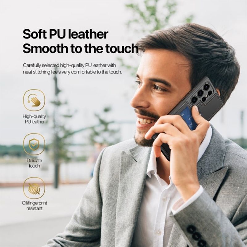 Couverture de téléphone portable RFID magnétique de luxe en cuir avec support de carte et support pour Samsung