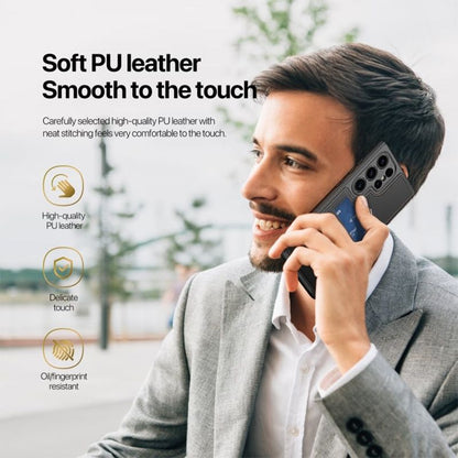 Couverture de téléphone portable RFID magnétique de luxe en cuir avec support de carte et support pour Samsung