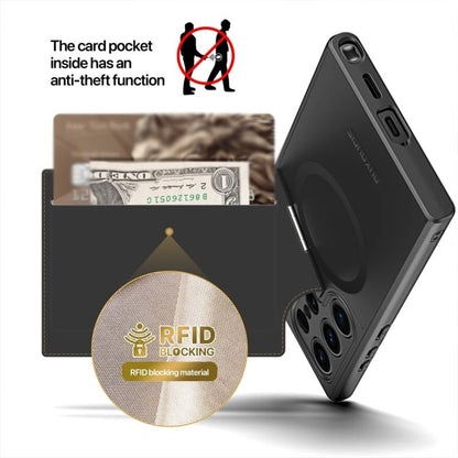 Couverture de téléphone portable RFID magnétique de luxe en cuir avec support de carte et support pour Samsung