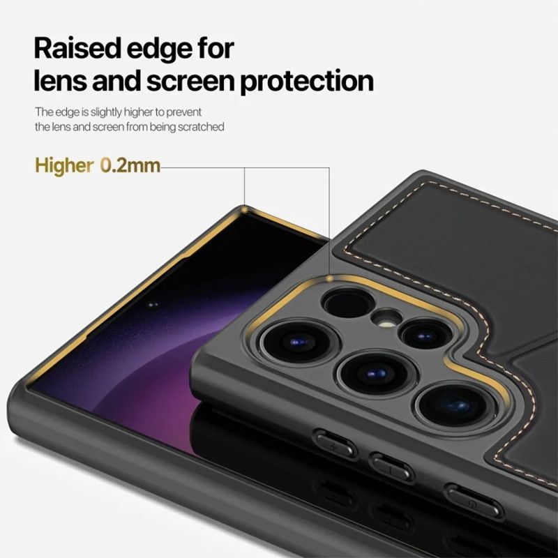 Couverture de téléphone portable RFID magnétique de luxe en cuir avec support de carte et support pour Samsung