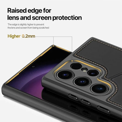 Couverture de téléphone portable RFID magnétique de luxe en cuir avec support de carte et support pour Samsung